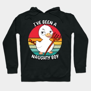 Cute white duck is a naughty boy Hoodie